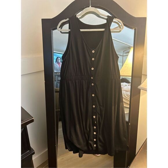 NEW Dress Loose Swing Button Down Midi Dress w/ Pockets 2X - Picture 4 of 4